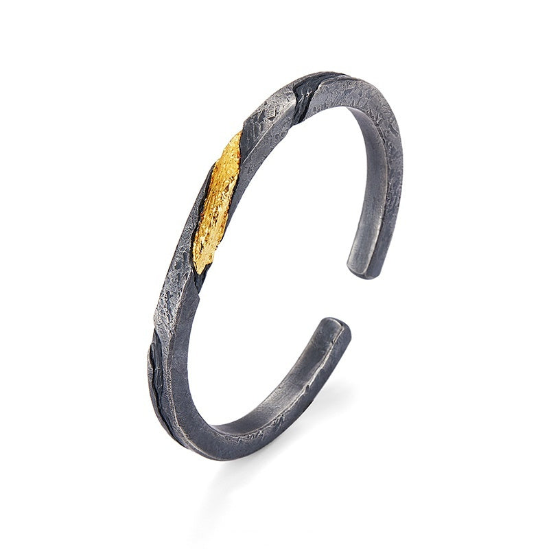 Bracelet Pure Silver Personalized Retro Set In 24K Gold