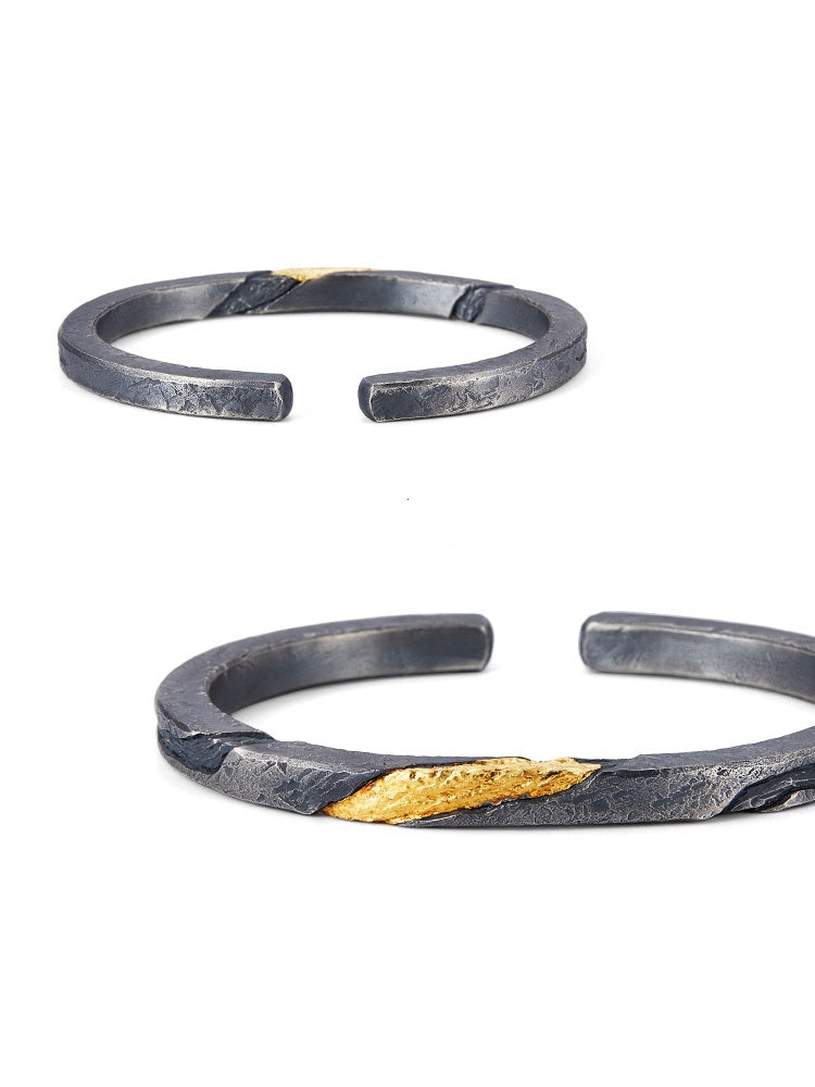 Bracelet Pure Silver Personalized Retro Set In 24K Gold